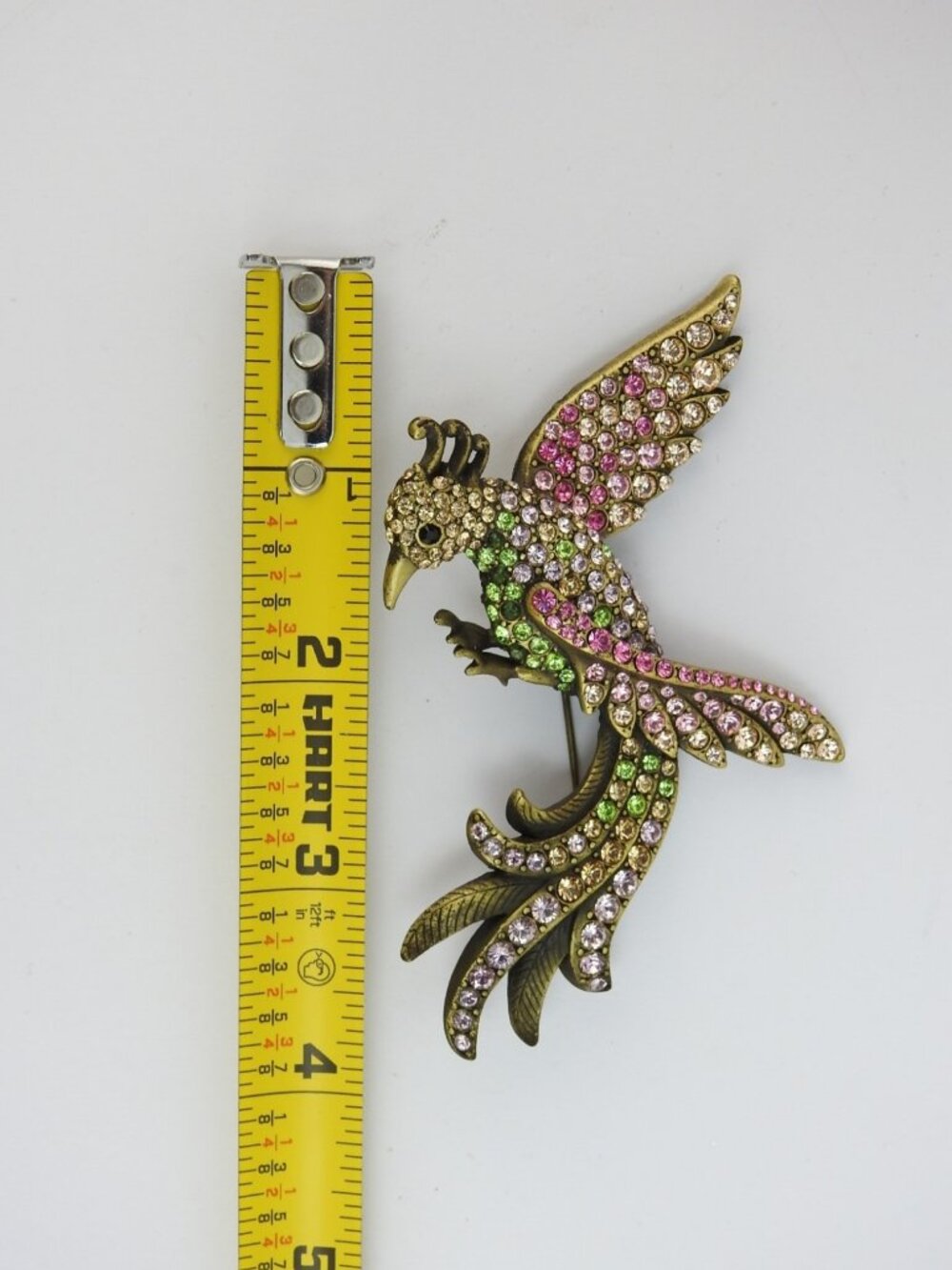 Jay Strongwater Crystal Exotic Bird of Paradise Lg Brooch Pin Multicolor 4" Box - Picture 4 of 16